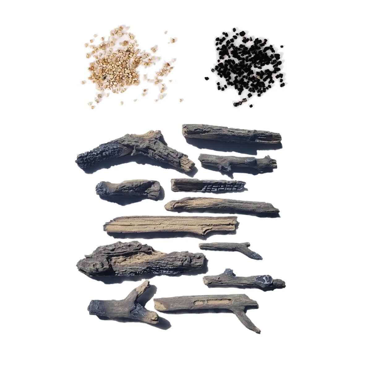 12 Piece Decorative Media Kit - Medium Oak Logs - Eternal Flame Outdoors