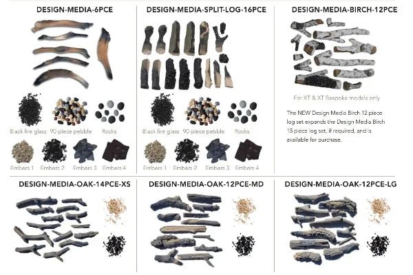 Amantii 12 Piece Decorative Media Kit - Large Oak logs - Eternal Flame Outdoors