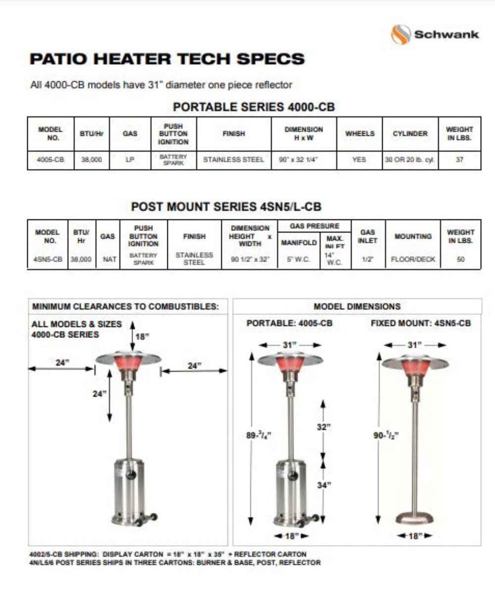 Amantii Schwank ParasolSchwank 4005 LP Fixed Mount - Eternal Flame Outdoors