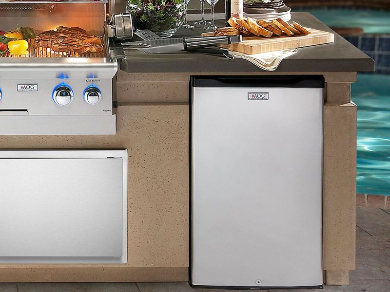 AOG Premium 4.2 Cu. Ft. Stainless Steel Fridge with lock - Eternal Flame Outdoors