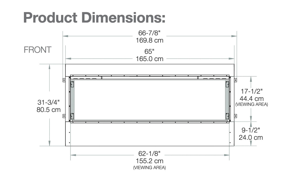 Dimplex 65" Opti - myst Pro 1500 Built in box with Heat - Eternal Flame Outdoors