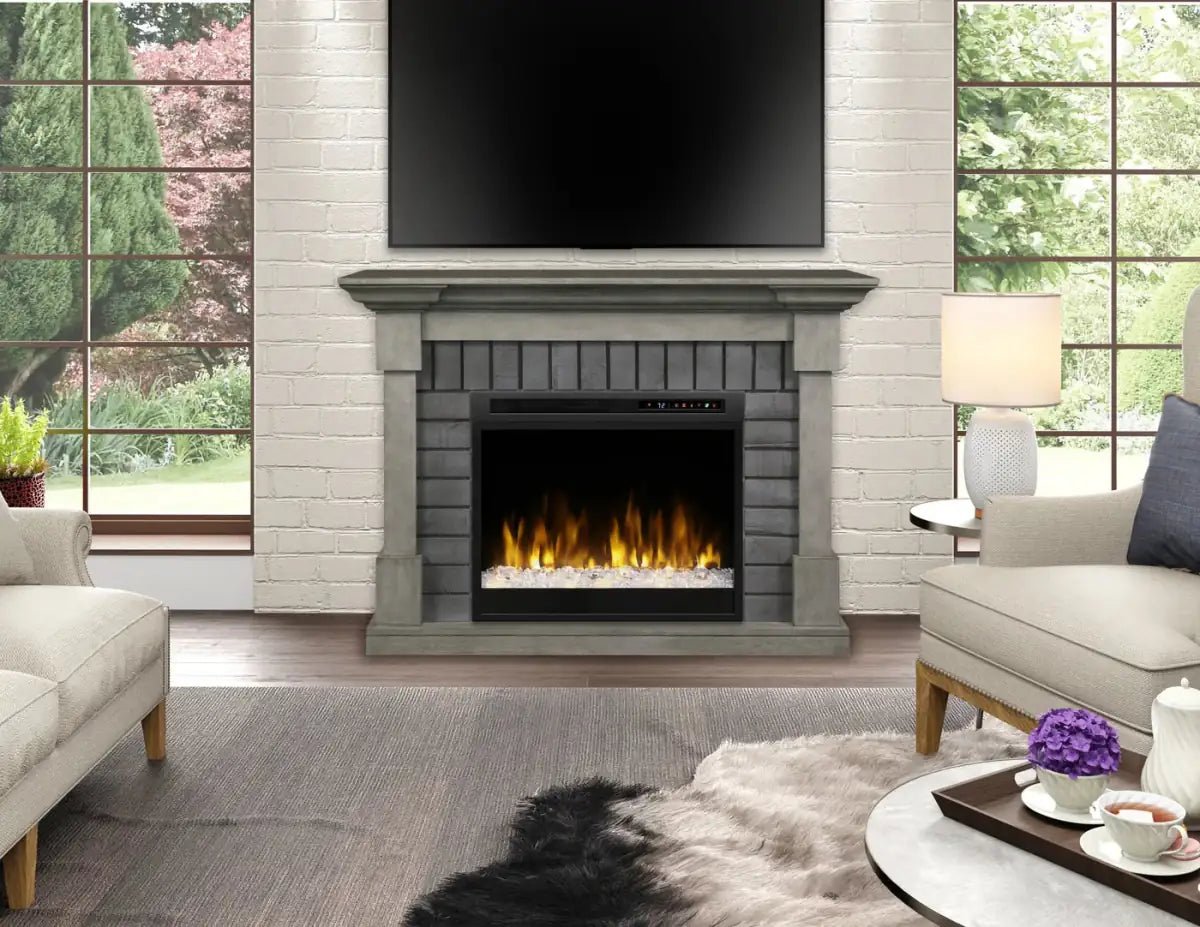 Dimplex Royce Mantel with Electric Fireplace with logs - Eternal Flame Outdoors