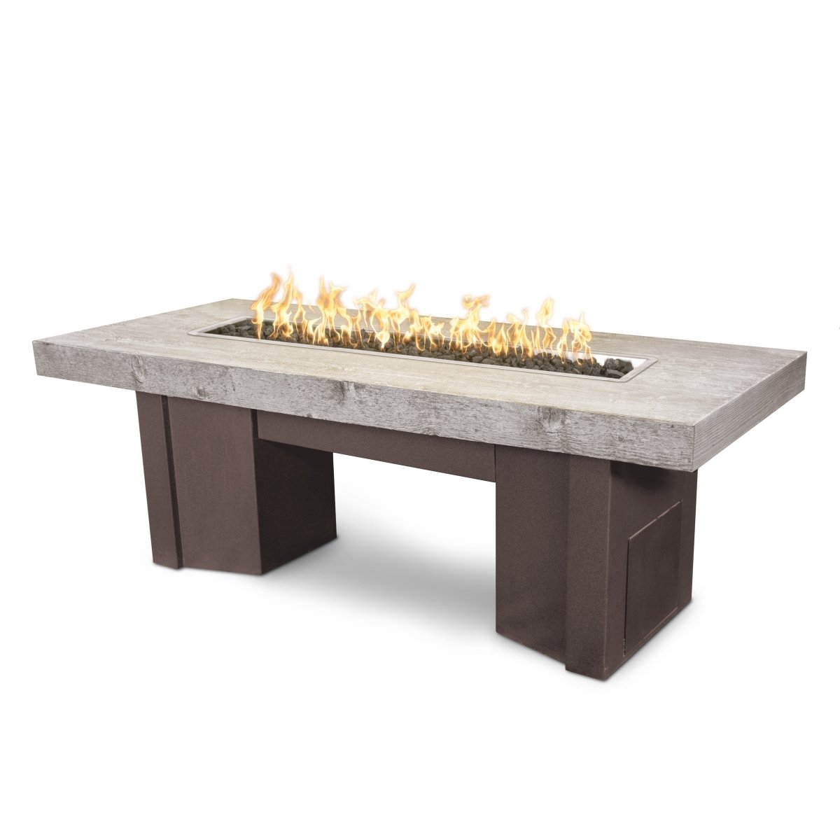 The Outdoor Plus Alameda Fire Table GFRC Top and Powder Coat Base - Eternal Flame Outdoors