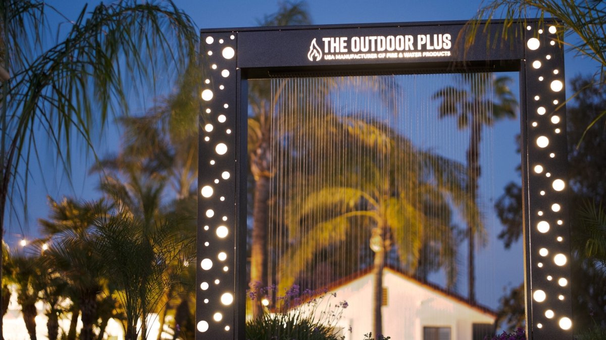 The Outdoor Plus Paradise Fall LED Waterfall Rainfall Scupper - Eternal Flame Outdoors
