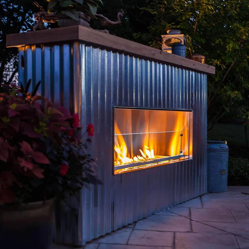 True Flame Kalea Bay Outdoor Linear Fireplace with LED Lights - Eternal Flame Outdoors