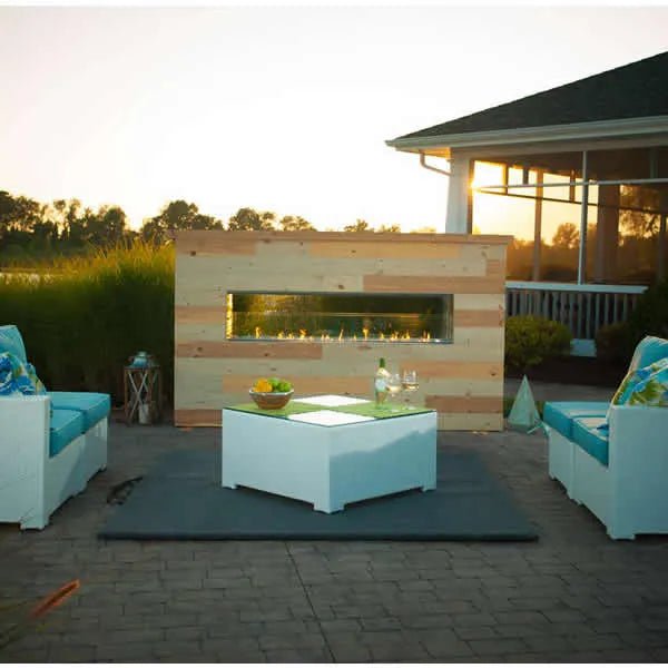 True Flame Kalea Bay Outdoor Linear Fireplace with LED Lights - Eternal Flame Outdoors
