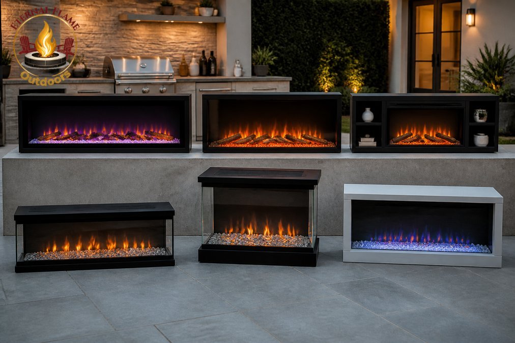 Best Electric Fireplaces for Outdoor Patios (2026) - Eternal Flame Outdoors