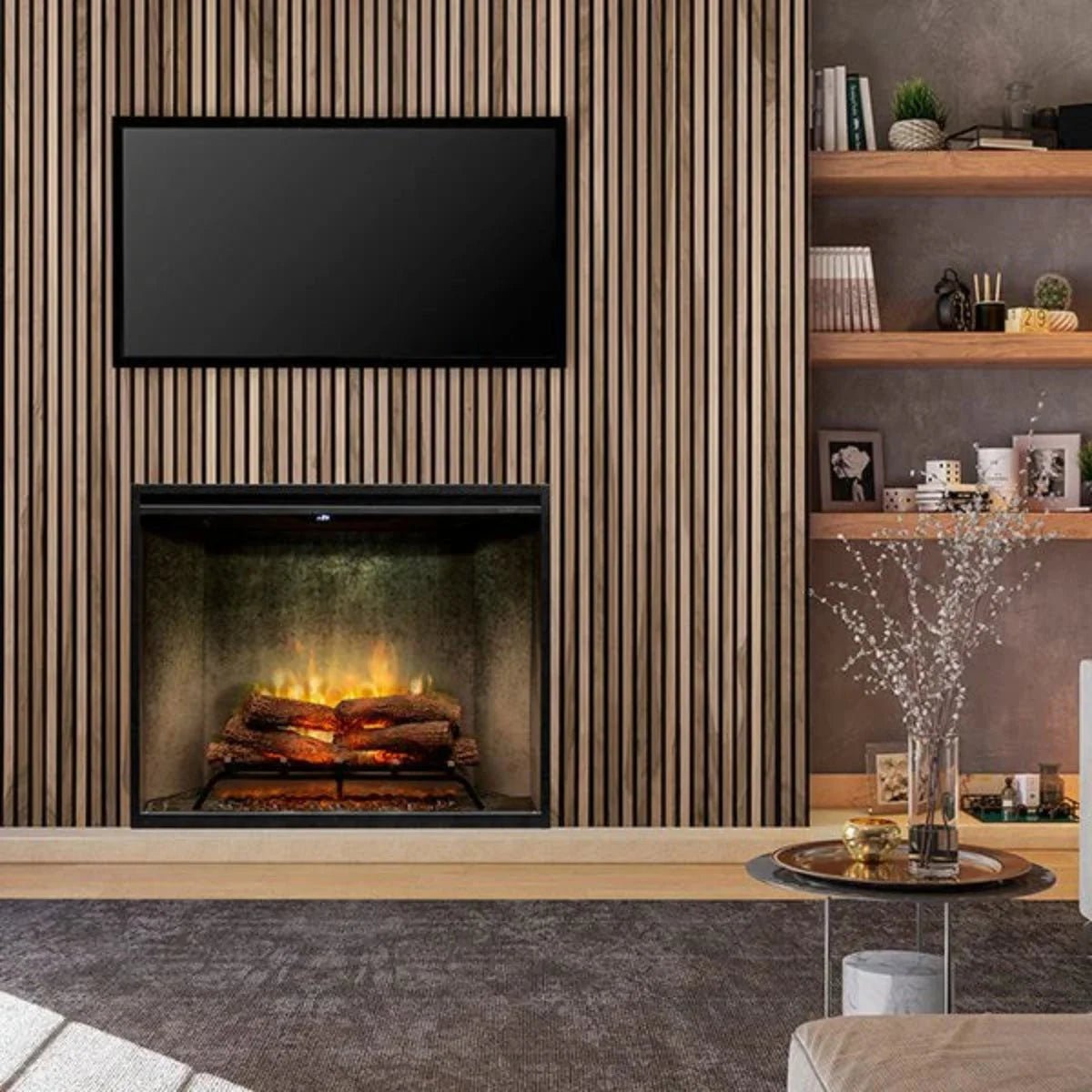 Shop Dimplex electric fireplaces featuring realistic flame technology, modern designs and innovative heating options for beautiful, comfortable spaces.