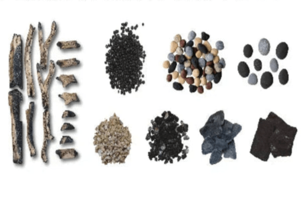 Amantii Rustic 14 Piece Deluxe Media Kit - Logs, Stones, Pebbles & Embers - Eternal Flame Outdoors