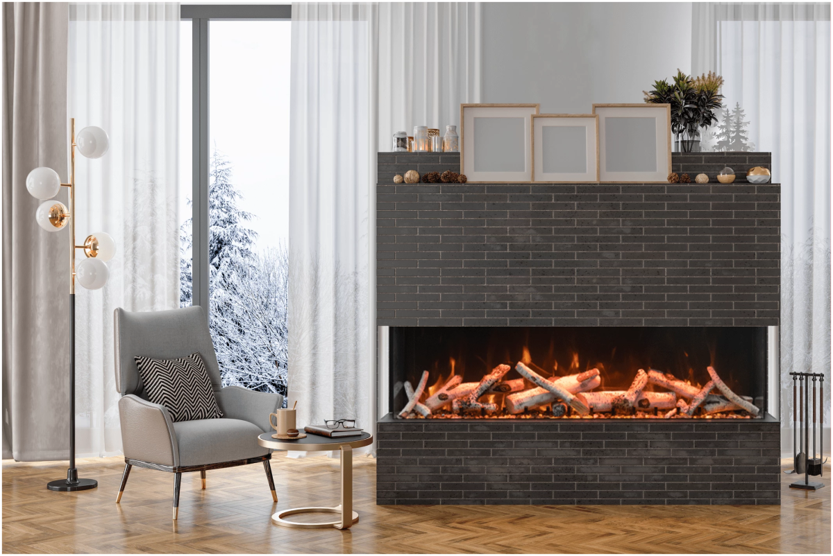 Amantii True View Deep Smart Electric 3 Sided Fireplace - Eternal Flame Outdoors