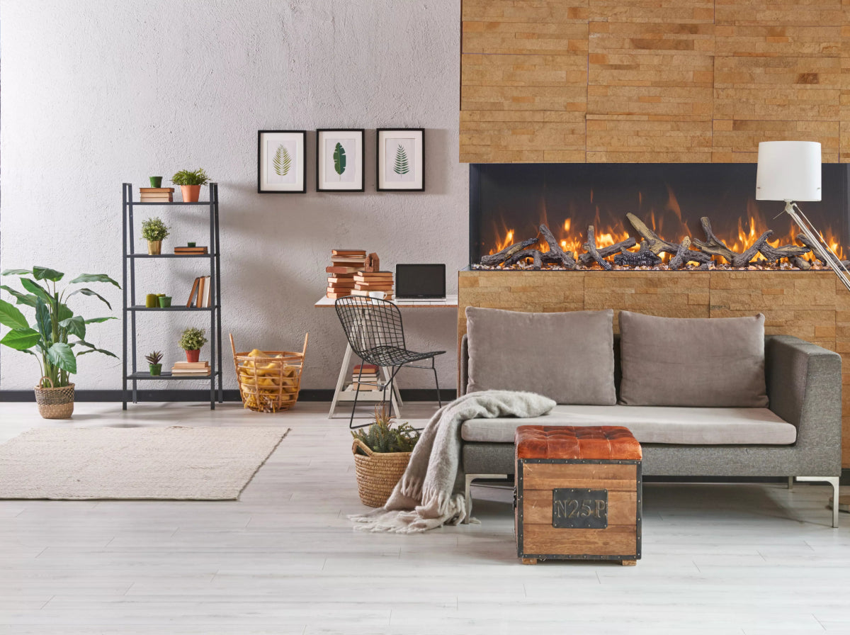 Amantii True View Extra Tall Smart Electric with WiFi 3 Sided Electric Fireplace - Eternal Flame Outdoors