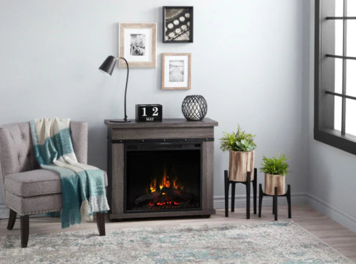 Dimplex Morgan Electric Fireplace Mantel, Charcoal Oak - Eternal Flame Outdoors