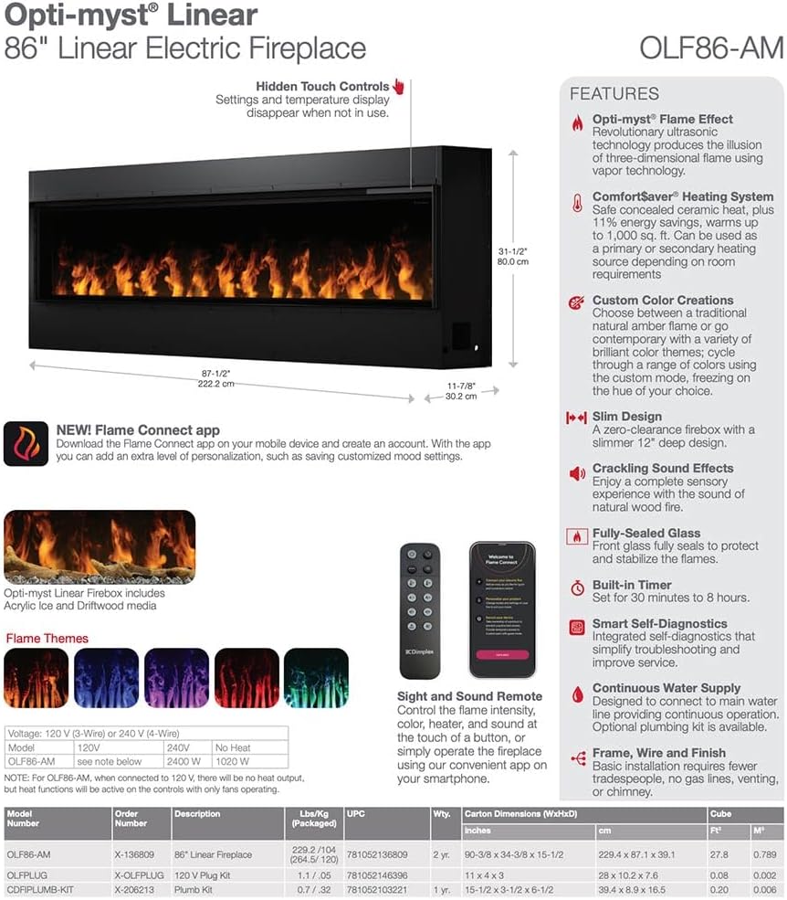 Dimplex Opti - Myst® Linear Electric Fireplace - Eternal Flame Outdoors
