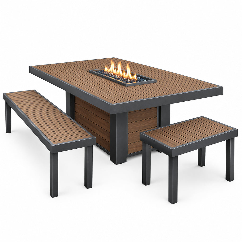 Kenwood Linear Dining - Height Fire Pit Table - Eternal Flame Outdoors