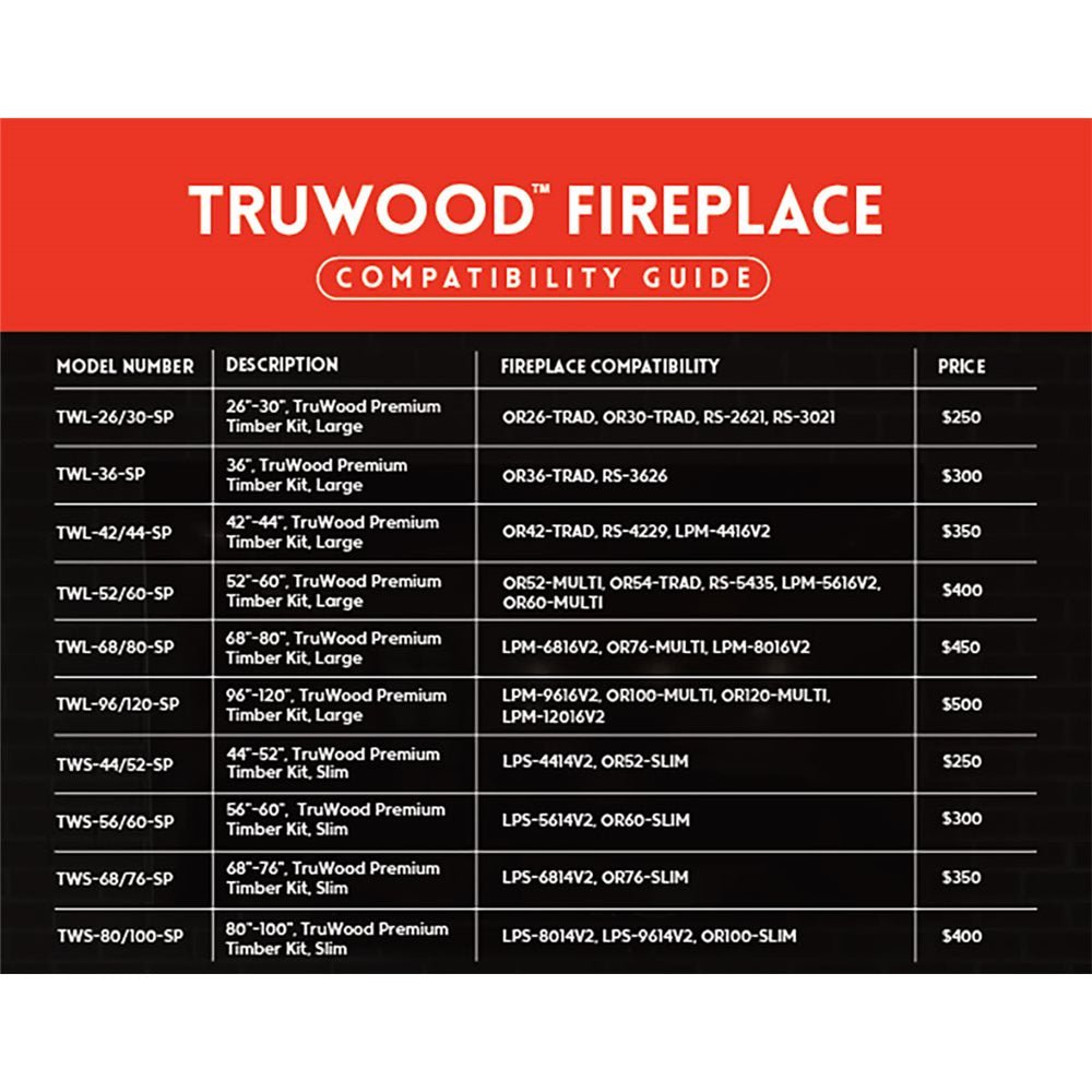 Modern Flame Large TruWood Premium log Upgrade Kit - Eternal Flame Outdoors