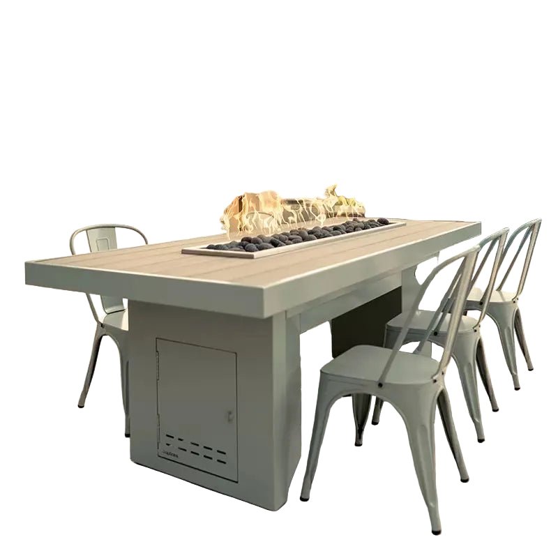 The Outdoor Plus Alameda Fire Table Composite Wood Top Powder Coat Base - Eternal Flame Outdoors
