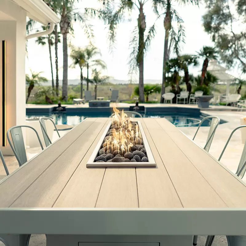The Outdoor Plus Alameda Fire Table Composite Wood Top Powder Coat Base - Eternal Flame Outdoors