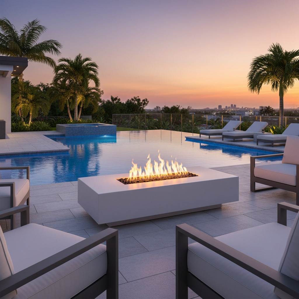 The Outdoor Plus Cabo Linear Fire Pit - GFRC Concrete - 56" - Eternal Flame Outdoors