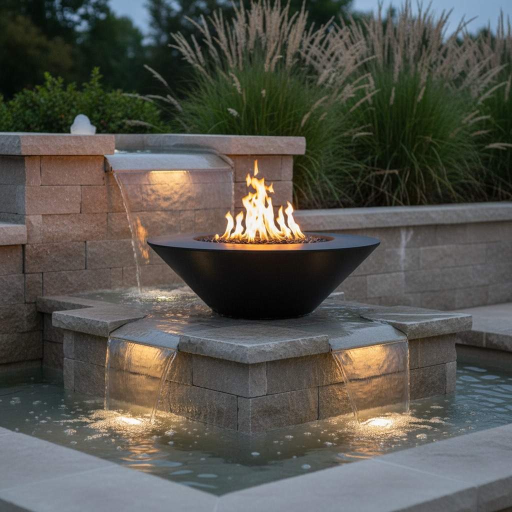 The Outdoor Plus Cazo Fire Pit Wide Ledge - GFRC Concrete - 48" - Eternal Flame Outdoors