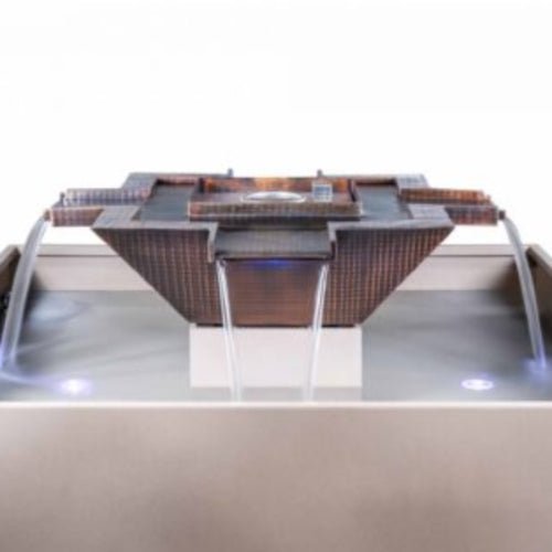 The Outdoor Plus Maya Fire & Water Bowl – Copper 4-Way Spill - Eternal Flame Outdoors