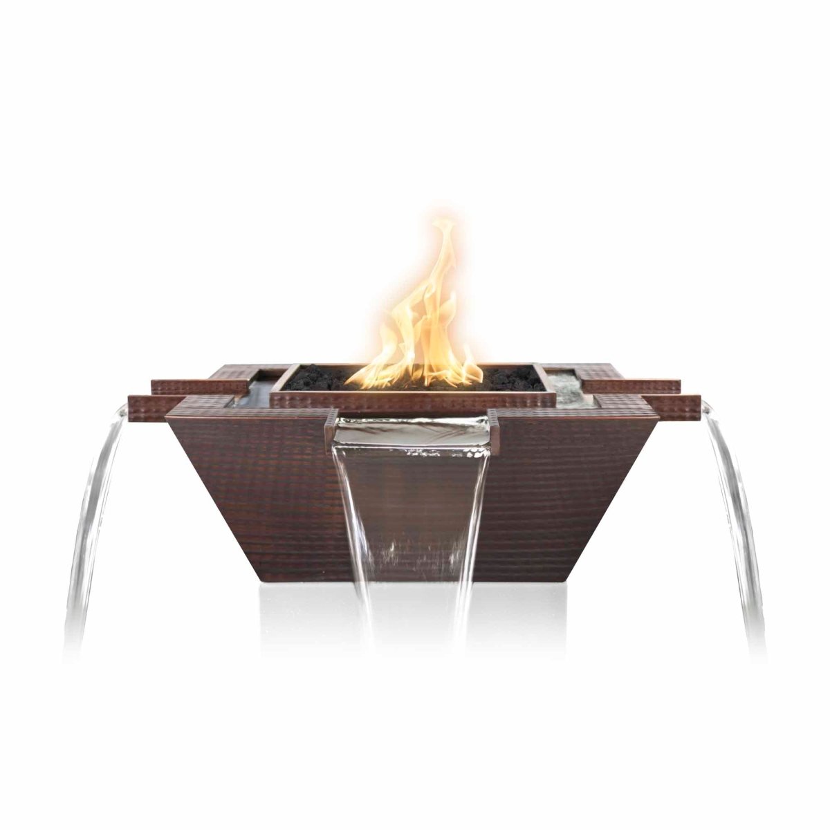 The Outdoor Plus Maya Fire & Water Bowl – Copper 4-Way Spill - Eternal Flame Outdoors