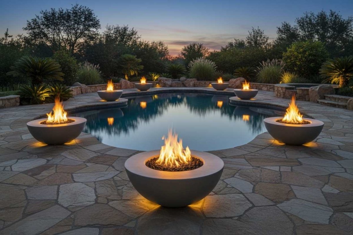 The Outdoor Plus Sedona Fire Pit Wide Ledge - GFRC Concrete - 48" - Eternal Flame Outdoors