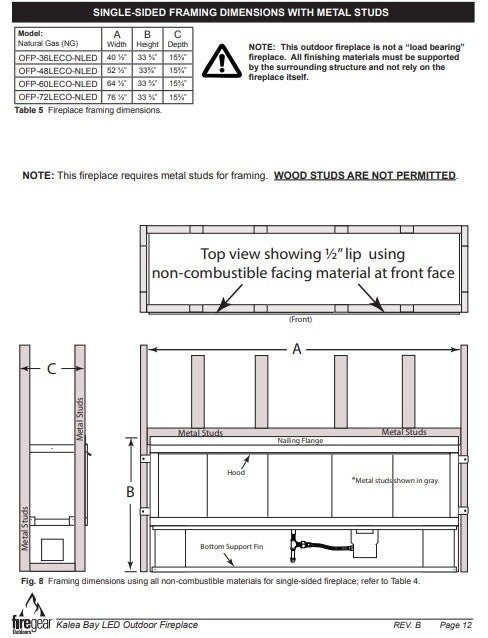 True Flame Kalea Bay Outdoor Linear Fireplace with LED Lights - Eternal Flame Outdoors