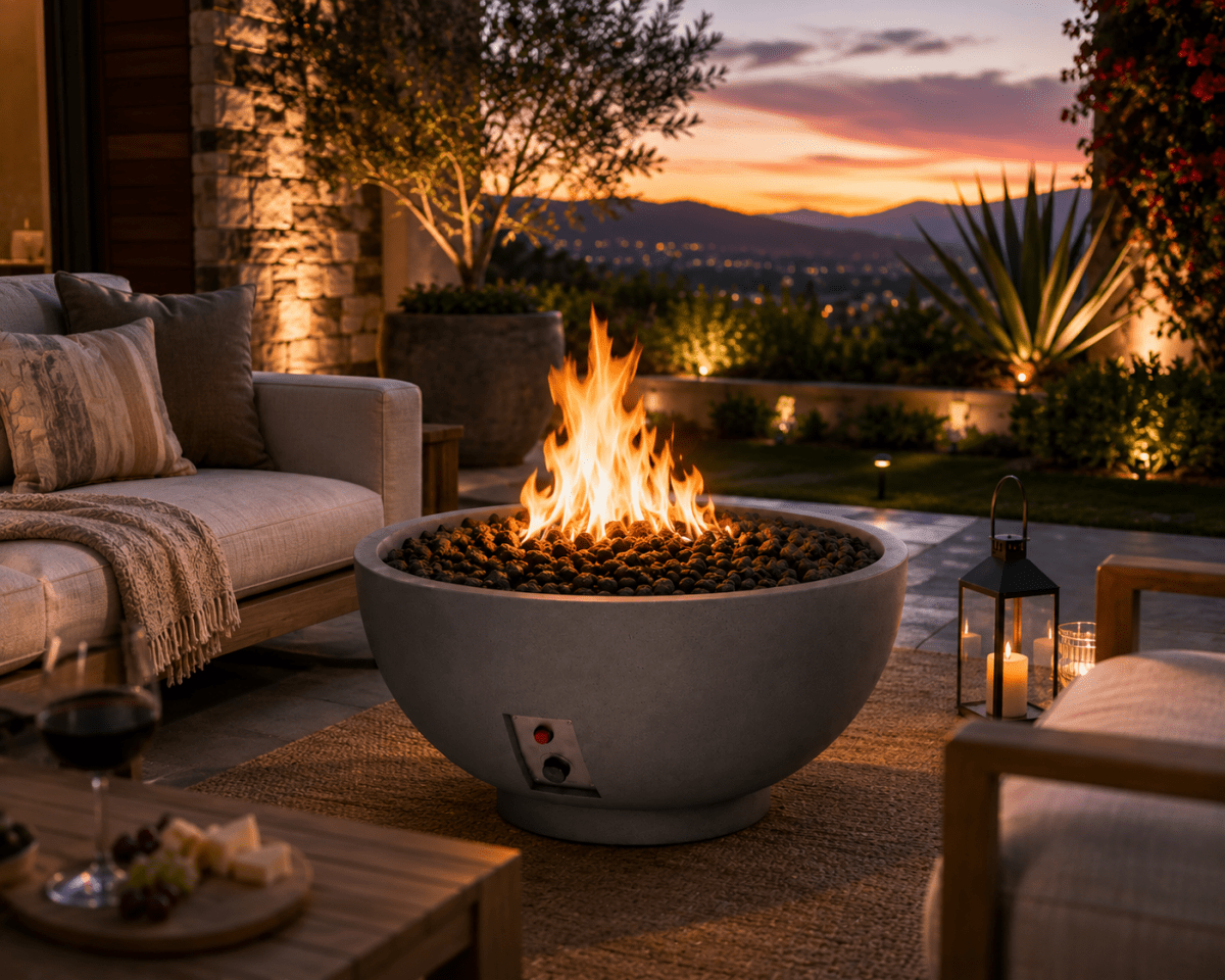 True Flame Sanctuary 3 29" Round Fire Bowl with Burner - Eternal Flame Outdoors
